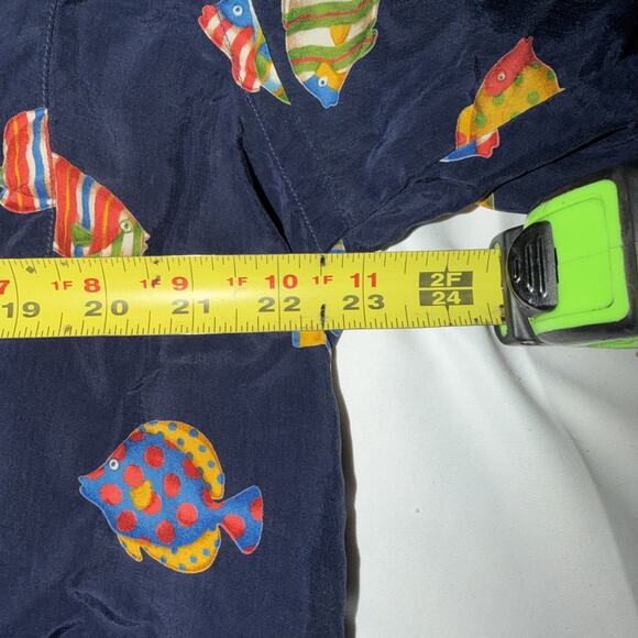 Vintage Tuttle Golf Mens Size Large Short Sleeve Camp Shirt Blue Tropical Fish - Picture 4 of 6